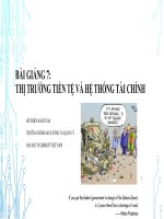 THỊ TRƯỜNG TIỀN TỆ VÀ HỆ THỐNG TÀI CHÍNH.Giảng viên: ĐỖ THIÊN ANH TUẤN. TRƯỜNG CHÍNH SÁCH CÔNG VÀ QUẢN LÝ.ĐẠI HỌC FULBRIGHT VIỆT NAM
