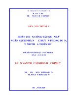 Hoàn thiện công tác quản lý ngân sách nhà nước huyện phong điền, tỉnh thừa thiên huế