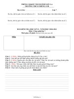 Bài kiểm tra học kỳ II   năm học 2010 2011 môn: công nghệ lớp 7 thời gian: 45 phút (không kể thời gian giao đề)