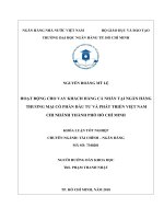 (LUẬN văn THẠC sĩ) hoạt động cho vay khách hàng cá nhân tại ngân hàng thương mại cổ phần đầu tư và phát triển việt nam chi nhánh thành phố hồ chí minh 