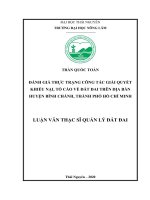 (LUẬN văn THẠC sĩ) đánh giá thực trạng công tác giải quyết khiếu nại, tố cáo về đất đai trên địa bàn huyện bình chánh, thành phố hồ chí minh​ 