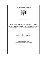 HOÀN THIỆN CÔNG TÁC QUẢN LÝ DỰ ÁN ĐẦU TƯ  XÂY DỰNG CỦA BAN QUẢN LÝ DỰ ÁN ĐẦU TƯ XÂY DỰNG THUỘC BỘ LAO ĐỘNG - THƯƠNG BINH VÀ XÃ HỘI
