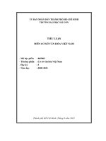 TIỂU LUẬN CƠ SỞ VĂN HÓA VIỆT NAM ĐẶC TRƯNG VĂN HÓA GỐC NÔNG NGHIỆP ĐƯỢC THỂ HIỆN TRONG PHONG TỤC HÔN NHÂN CỦA NGƯỜI VIỆT