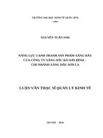 NĂNG LỰC CẠNH TRANH SẢN PHẨM XĂNG DẦU CỦA CÔNG TY XĂNG DẦU HÀ SƠN BÌNH –  CHI NHÁNH XĂNG DẦU SƠN LA