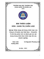 Nhận dạng nội dung chiến lược của công ty cổ phần sữa Việt Nam – Vinamilk, từ đó hãy phân tích và đánh giá các nội dung trong triển khai chiến lược đó của doanh nghiệp