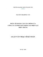 PHÂN TÍCH BÁO CÁO TÀI CHÍNH CỦA  CÔNG TY CỔ PHẦN BẤT ĐỘNG SẢN ĐIỆN LỰC  MIỀN TRUNGPHÂN TÍCH BÁO CÁO TÀI CHÍNH CỦA  CÔNG TY CỔ PHẦN BẤT ĐỘNG SẢN ĐIỆN LỰC  MIỀN TRUNG