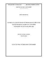 (LUẬN văn THẠC sĩ) vai trò của lâm sản ngoài gỗ trong quản lý bền vững tài nguyên rừng tại khu vực vùng đệm vườn quốc gia xuân sơn, phú thọ​ 