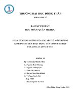Phân tích ảnh hưởng của các yếu tố môi trường kinh doanh đến hoạt động  của doanh nghiệp coca cola tại việt nam 