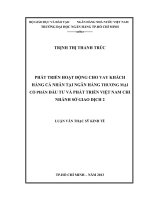 (LUẬN văn THẠC sĩ) phát triển hoạt động cho vay khách hàng cá nhân tại ngân hàng thương mại cổ phần đầu tư và phát triển việt nam chi nhánh sở giao dịch 2 