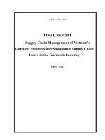 Supply chain management of vietnam’s garment products and sustainable supply chain issues in the garments industry