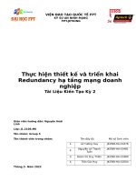 Thực hiện thiết kế và triển khai Redundancy hạ tầng mạng doanh nghiệp