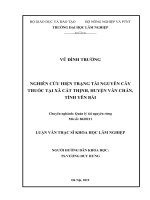 (LUẬN văn THẠC sĩ) nghiên cứu hiện trạng tài nguyên cây thuốc tại xã cát thịnh, huyện văn chấn, tỉnh yên bái 