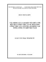 (LUẬN văn THẠC sĩ) tác động của cam kết tổ chức tới kết quả công việc và sự hài lòng công việc của người lao động tại tổng công ty khí việt nam 