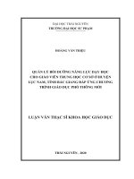 (LUẬN văn THẠC sĩ) quản lý bồi dưỡng năng lực dạy học cho giáo viên trung học cơ sở ở huyện lục nam, tỉnh bắc giang đáp ứng chương trình giáo dục phổ thông mới​ 