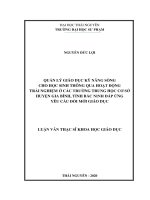(LUẬN văn THẠC sĩ) quản lý giáo dục kỹ năng sống cho học sinh thông qua hoạt động trải nghiệm ở các trường trung học cơ sở huyện gia bình, tỉnh bắc ninh đáp ứng yêu cầu đổi mơi giáo dục​ 