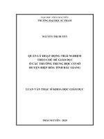 (LUẬN văn THẠC sĩ) quản lý hoạt động trải nghiệm theo chủ đề giáo dục ở các trường trung học cơ sở huyện hiệp hòa tỉnh bắc giang​ 