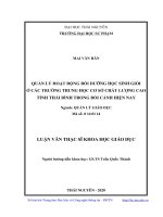 (LUẬN văn THẠC sĩ) quản lý hoạt động bồi dưỡng học sinh giỏi ở các trường trung học cơ sở chất lượng cao tỉnh thái bình trong bối cảnh hiện nay​ 