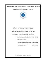 ĐỒ ÁN KỸ THUẬT THỰC PHẨM CÔ ĐẶC NƯỚC MÍA 3 NỒI LIÊN TỤC