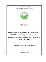 Nghiên cứu đề xuất giải pháp phát triển cây sâm lai châu (panax vietnamensis var  fuscidiscus) trên địa bàn huyện phong thổ, tỉnh lai châu 