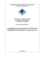 Khả năng kháng oxy hóa và ức chế tyrosinase của cây dứa (ananas comosus) TT TA 