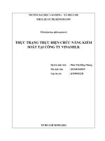Tiểu luận học phần quản trị  THỰC TRẠNG THỰC HIỆN CHỨC NĂNG KIỂM  SOÁT TẠI CÔNG TY VINAMILK