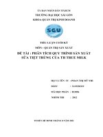 TIỂU LUẬN môn  QUẢN TRỊ sản XUẤT đề tài  PHÂN TÍCH QUY TRÌNH sản XUẤT sữa TIỆT TRÙNG của TH TRUE MILK 