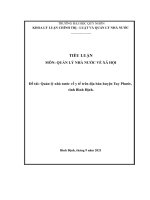 TIỂU LUẬN QUẢN LÝ NHÀ NƯỚC VỀ XÃ HỘI QUẢN LÝ NHÀ NƯỚC VỀ Y TẾ TRÊN ĐỊA BÀN HUYỆN TUY PHƯỚC TỈNH BÌNH ĐỊNH