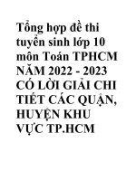 Tổng hợp đề thi tuyển sinh lớp 10 môn toán TPHCM năm 2022   2023 có lời GIẢI CHI TIẾT các QUẬN, HUYỆN KHU vực TP HCM 