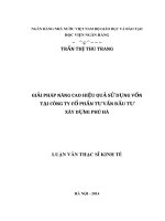 604 Giải pháp nâng cao hiệu quả sử dụng vốn tại Công ty Cổ phần tư vấn đầu tư xây dựng Phú Hà,Luận văn Thạc sĩ Kinh tế