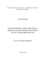 340 Giải pháp mở rộng và phát triển dịch vụ IBMB tại Ngân hàng Thương mại cổ phần Đầu tư và Phát triển Việt Nam,Luận văn Thạc sĩ Kinh tế