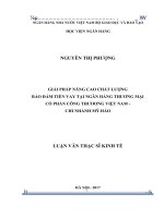 343 Giải pháp nâng cao chất lượng bảo đảm tiền vay tại Ngân hàng Thương mại Cổ phần Công thương Việt Nam - Chi nhánh Mỹ Hào,Luận văn Thạc sỹ Kinh tế
