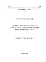 601 Giải pháp nâng cao hiệu quả sử dụng vốn kinh doanh tại Công ty Trách nhiệm hữu hạn Dược phẩm Tân An,Luận văn Thạc sỹ Kinh tế