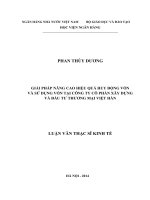 570 Giải pháp nâng cao hiệu quả huy động vốn và sử dụng vốn tại Công ty cổ phần Xây dựng và Đầu tư Thương mại Việt Hàn,Luận văn Thạc sĩ Kinh tế