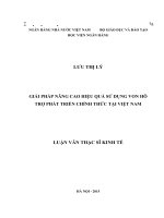 598 Giải pháp nâng cao hiệu quả sử dụng vốn hỗ trợ phát triển chính thức tại Việt Nam,Luận văn Thạc sỹ Kinh tế