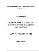 217 Giải pháp hỗ trợ hoạt động mua bán sáp nhập trong lĩnh vực ngân hàng tại Việt Nam,Luận văn Thạc sĩ Kinh tế