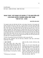 Khai thác, sử dụng và quản lý tài nguyên gỗ của nhà nước phong kiến Việt Nam thế kỷ XV - XVIII