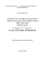 591 Giải pháp nâng cao hiệu quả quản trị tài chính tại Ngân hàng Nông nghiệp và phát triển nông thôn tỉnh Bắc Giang,Luận văn Thạc sĩ Kinh tế