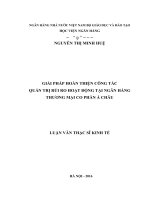 237 Giải pháp hoàn thiện công tác quản trị rủi ro hoạt động tại Ngân hàng Thương mại cổ phần Á Châu,Luận văn Thạc sỹ Kinh tế