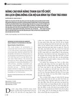 Nâng cao khả năng tham gia tổ chức du lịch cộng đồng của hộ gia đình tại tỉnh Trà Vinh