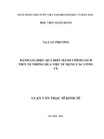 136 Đánh giá hiệu quả điều hành chính sách tiền tệ thông qua việc sử dụng các công cụ gián tiếp của Ngân hàng Nhà nước Việt Nam,Luận văn Thạc sĩ Kinh tế