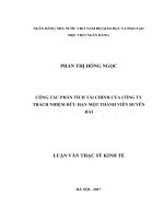 123 Công tác phân tích tài chính của Công ty Trách nhiệm hữu hạn Một thành viên Duyên Hải thực trạng và giải pháp,Luận văn Thạc sỹ Kinh tế