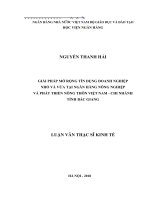 327 Giải pháp mở rộng tín dụng doanh nghiệp nhỏ và vừa tại Ngân hàng Nông nghiệp và Phát triển nông thôn Việt Nam - Chi nhánh tỉnh Bắc Giang,Luận văn Thạc sỹ Kinh tế