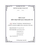 TIỂU LUẬN môn NHẬP môn QUAN hệ QUỐC tế đề tài chiến lược “ấn độ dương   thái bình dương tự do và rộng mở” của hoa kỳ và QHQT ở khu vực thách thức và triển vọng 