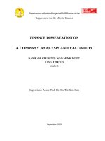 001 A company analysis and valuation,Master''''s Thesis
