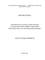 474 Giải pháp nâng cao chất lượng tín dụng tại Ngân hàng Nông nghiệp và Phát triển nông thôn Việt Nam - Chi nhánh tỉnh Vĩnh Phúc,Luận văn Thạc sỹ Kinh tế