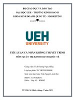 TIỂU LUẬN cá NHÂN KHÔNG THUYẾT TRÌNH môn QUẢN TRỊ KINH DOANH QUỐC tế 
