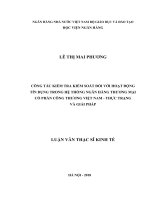 120 Công tác kiểm tra kiểm soát đối với hoạt động tín dụng trong hệ thống Ngân hàng thương mại cổ phần Công thương Việt Nam - Thực trạng và giải pháp,Luận văn Thạc sỹ Kinh tế