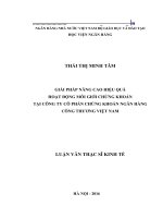 538 Giải pháp nâng cao hiệu quả hoạt động môi giới chứng khoán tại Công ty Cô phần Chứng khoán Ngân hàng Công thương Việt Nam,Luận văn Thạc sỹ Kinh tế