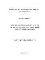 168 Giải pháp đảm bảo an toàn tín dụng tại Chi nhánh Ngân hàng Nông nghiệp & Phát triển nông thôn Trung Yên,Luận văn Thạc sĩ Kinh tế