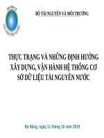 THỰC TRẠNG VÀ NHỮNG ĐỊNH HƯỚNG XÂY DỰNG, VẬN HÀNH HỆ THỐNG CƠ SỞ DỮ LIỆU TÀI NGUYÊN NƯỚC
